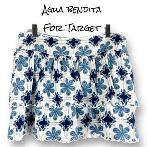 Agua bendita for Target Coral Tile Blue and White Mini Skirt Women’s Size Large